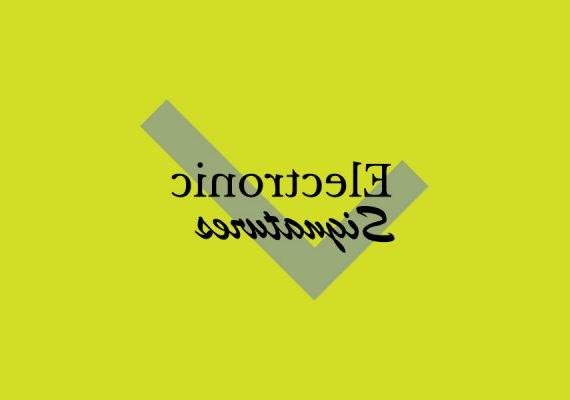 “电子签名”一词, 上面有一个复选标记和一个浅绿色的区域，让人想起DocuSign的品牌